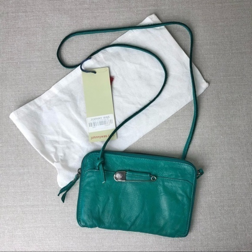 Johnny Was Izzy Leather Bag in Green Tea New with Tag